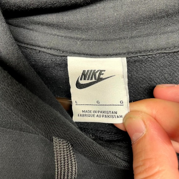 Nike Hoodie Mens Large Black Cotton Kangaroo Pockets Raglan Long Sleeve Pullover - Picture 4 of 10
